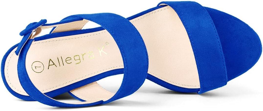 imageAllegra K Womens Slingback Platform Heels Chunky High Heel SandalsDeep Blue