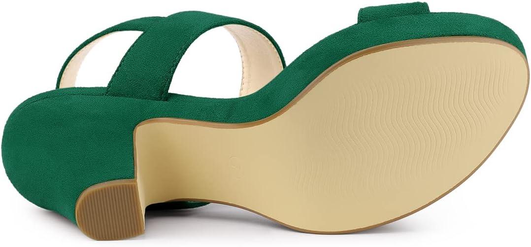 imageAllegra K Womens Slingback Platform Heels Chunky High Heel SandalsGreen