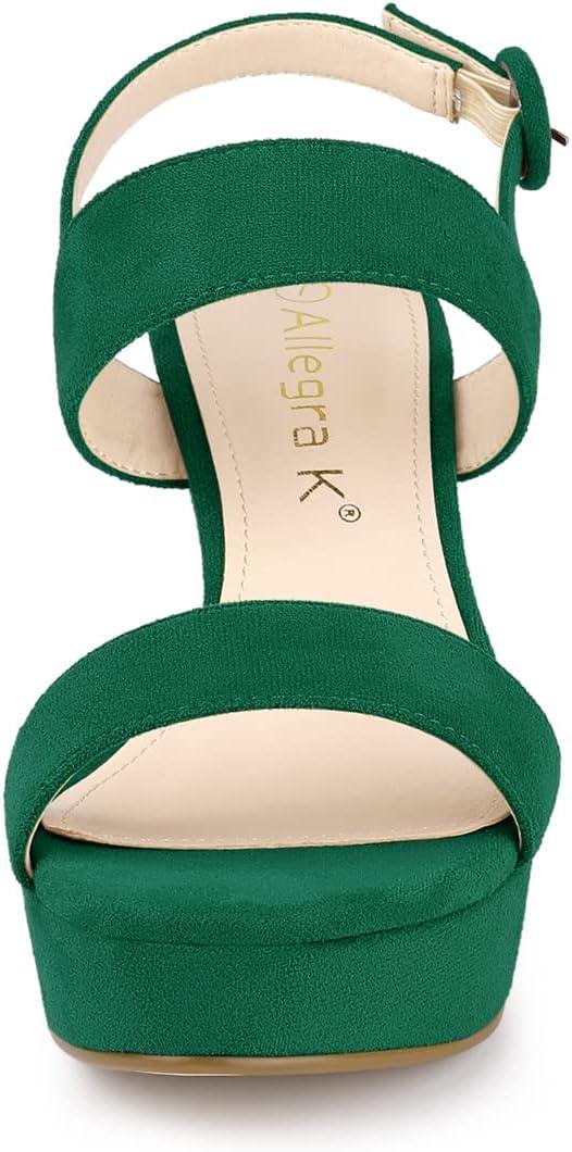 imageAllegra K Womens Slingback Platform Heels Chunky High Heel SandalsGreen