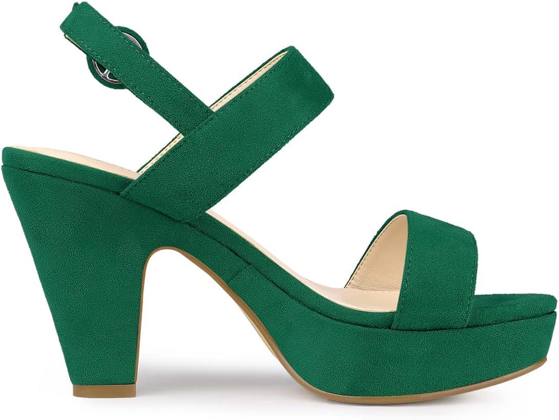 imageAllegra K Womens Slingback Platform Heels Chunky High Heel SandalsGreen