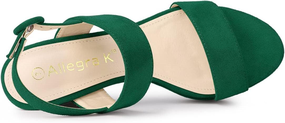 imageAllegra K Womens Slingback Platform Heels Chunky High Heel SandalsGreen