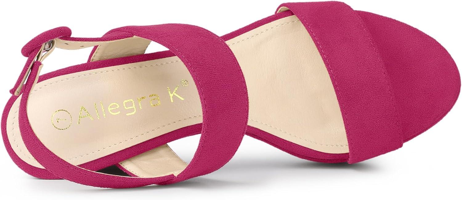 imageAllegra K Womens Slingback Platform Heels Chunky High Heel SandalsHot Pink