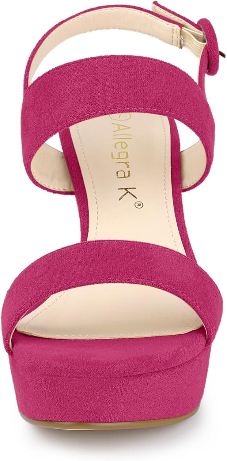 imageAllegra K Womens Slingback Platform Heels Chunky High Heel SandalsHot Pink