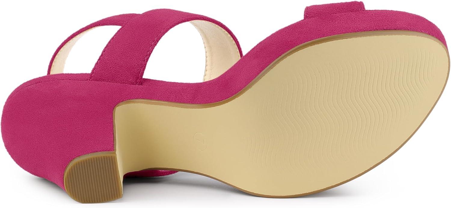 imageAllegra K Womens Slingback Platform Heels Chunky High Heel SandalsHot Pink