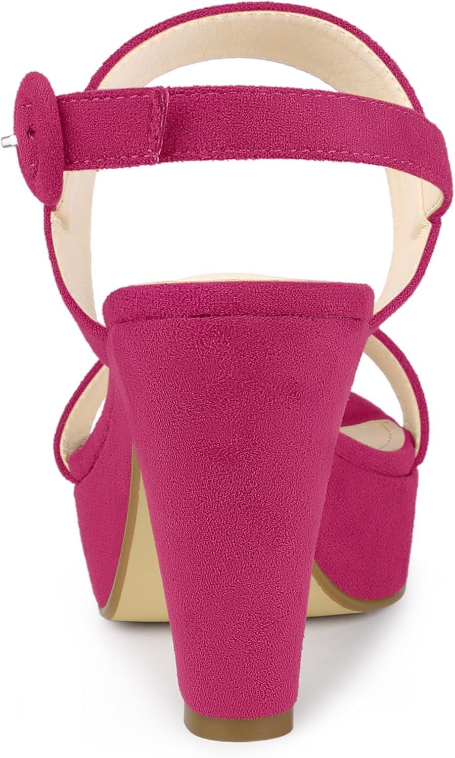 imageAllegra K Womens Slingback Platform Heels Chunky High Heel SandalsHot Pink