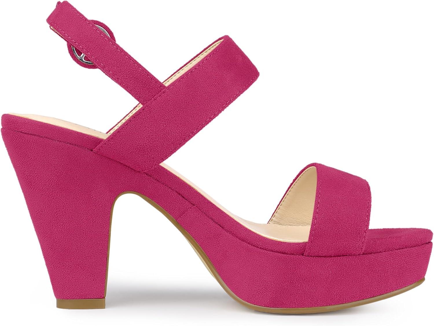 imageAllegra K Womens Slingback Platform Heels Chunky High Heel SandalsHot Pink