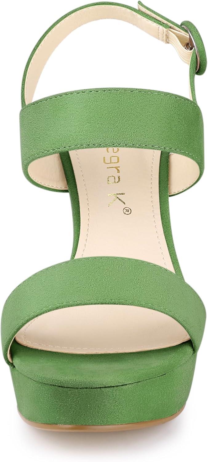 imageAllegra K Womens Slingback Platform Heels Chunky High Heel SandalsOlive Green