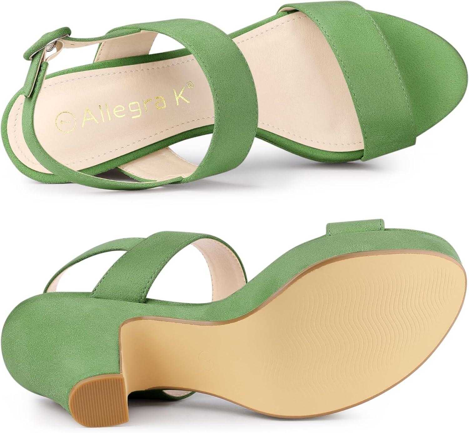 imageAllegra K Womens Slingback Platform Heels Chunky High Heel SandalsOlive Green