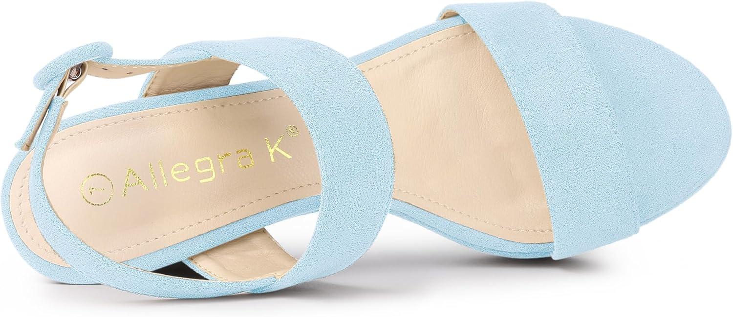 imageAllegra K Womens Slingback Platform Heels Chunky High Heel SandalsSky Blue