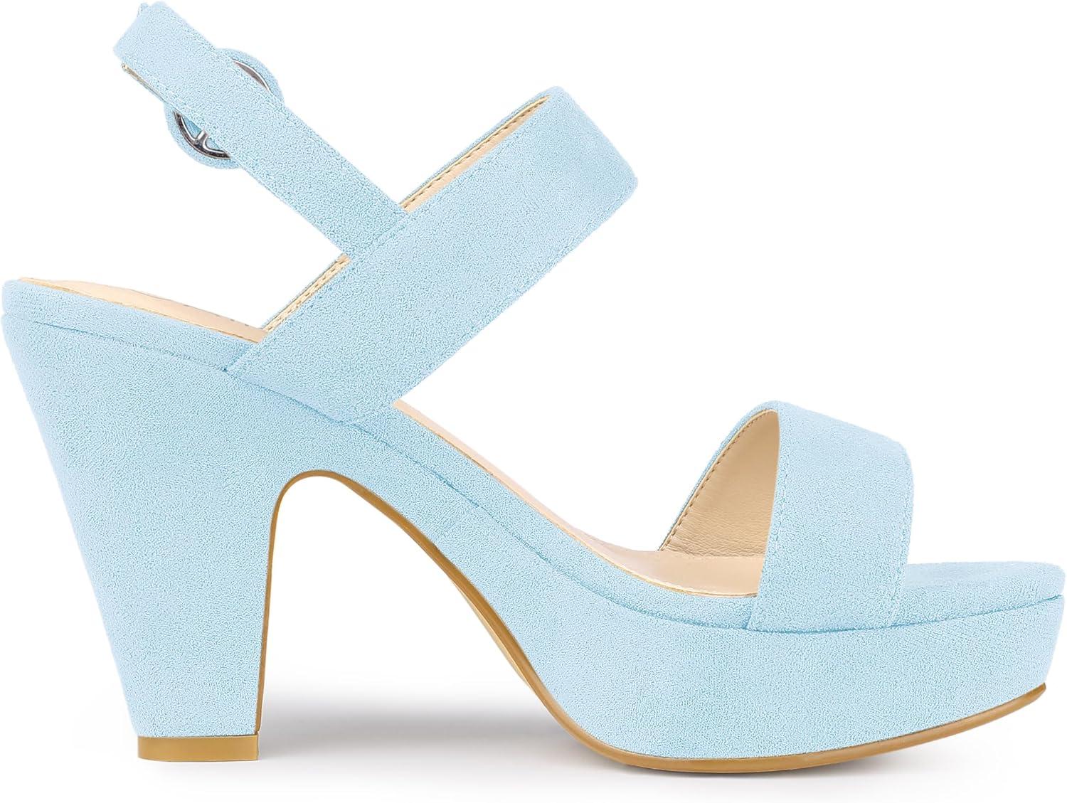 imageAllegra K Womens Slingback Platform Heels Chunky High Heel SandalsSky Blue