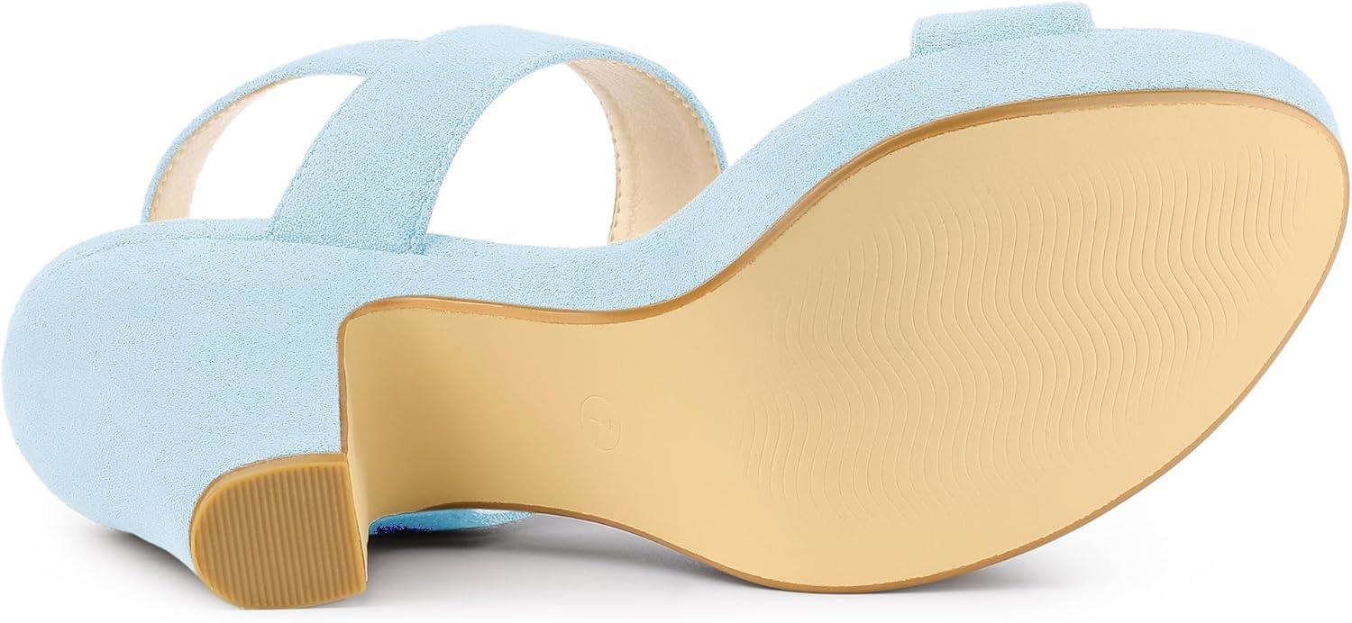 imageAllegra K Womens Slingback Platform Heels Chunky High Heel SandalsSky Blue
