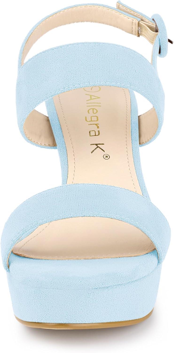 imageAllegra K Womens Slingback Platform Heels Chunky High Heel SandalsSky Blue