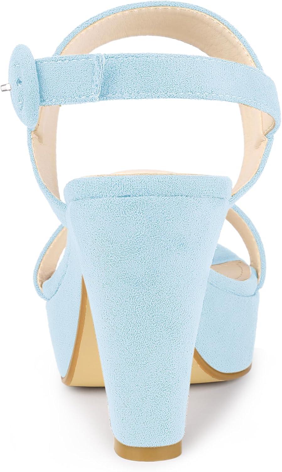imageAllegra K Womens Slingback Platform Heels Chunky High Heel SandalsSky Blue