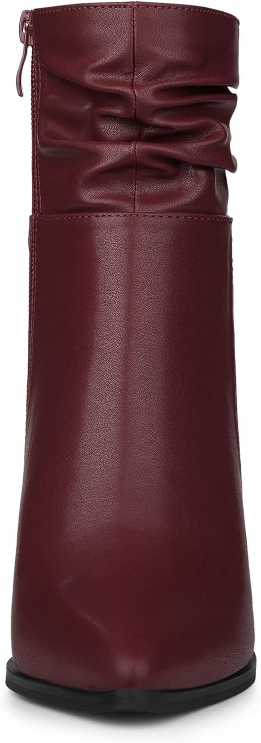 imageAllegra K Womens Slouched Pointed Toe Stiletto Heels Ankle BootBurgundy