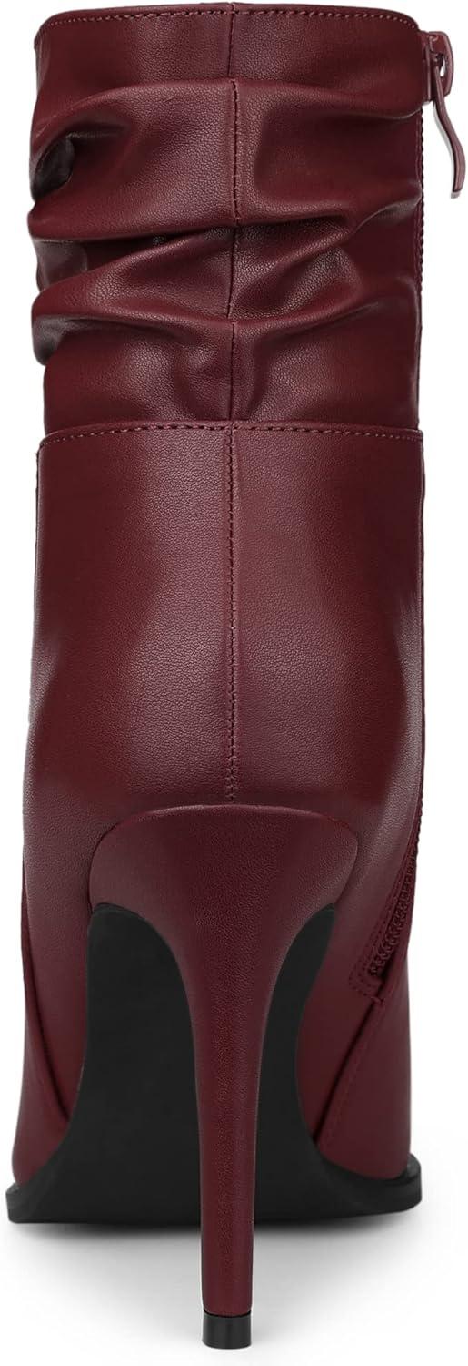 imageAllegra K Womens Slouched Pointed Toe Stiletto Heels Ankle BootBurgundy