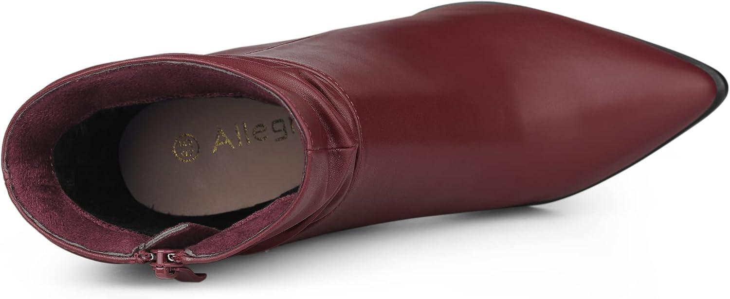 imageAllegra K Womens Slouched Pointed Toe Stiletto Heels Ankle BootBurgundy
