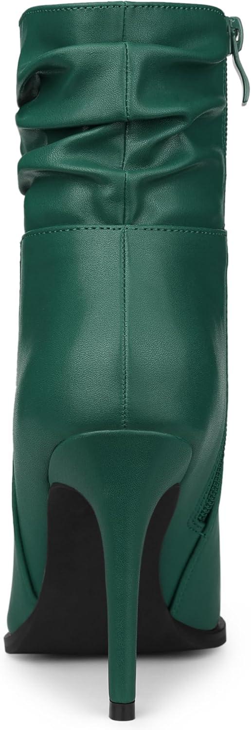 imageAllegra K Womens Slouched Pointed Toe Stiletto Heels Ankle BootDark Green
