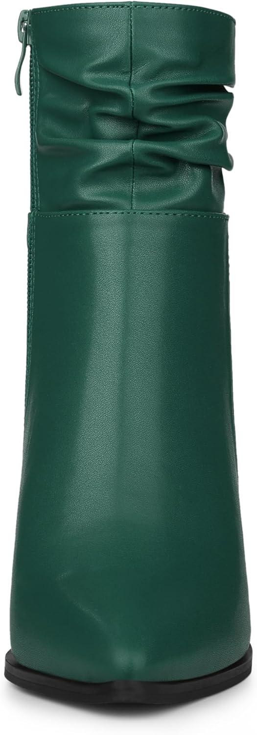 imageAllegra K Womens Slouched Pointed Toe Stiletto Heels Ankle BootDark Green