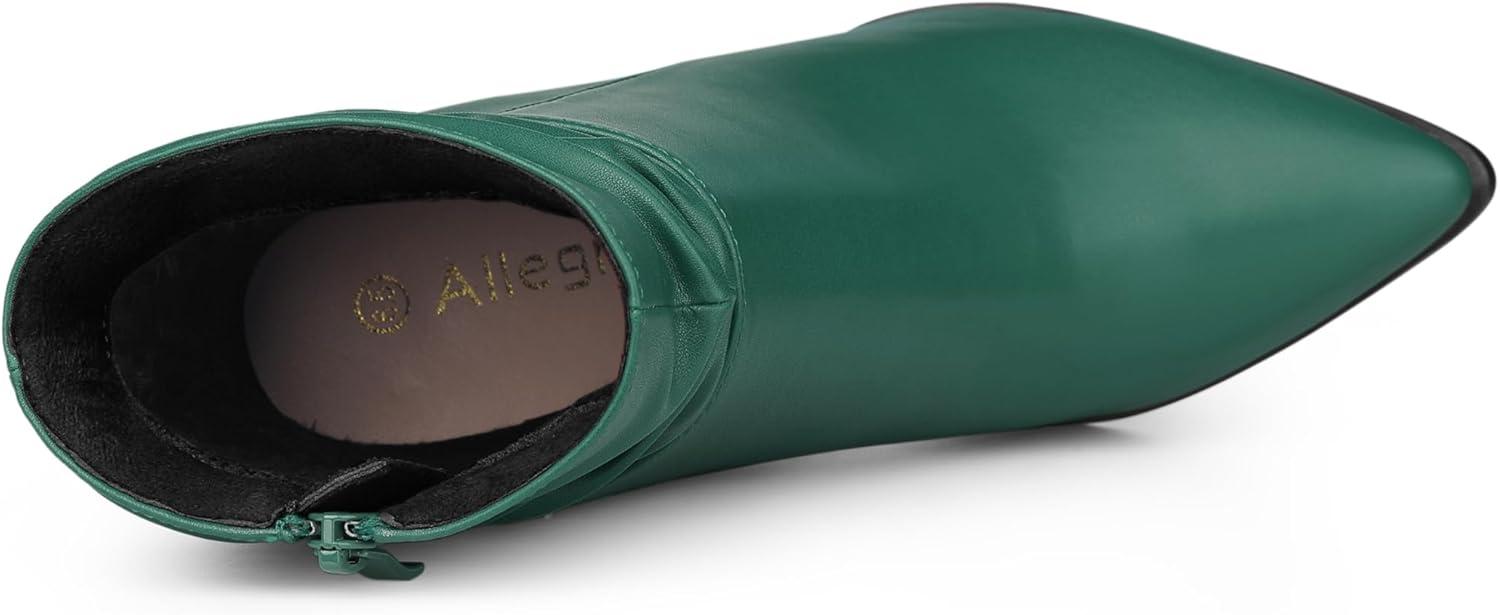 imageAllegra K Womens Slouched Pointed Toe Stiletto Heels Ankle BootDark Green