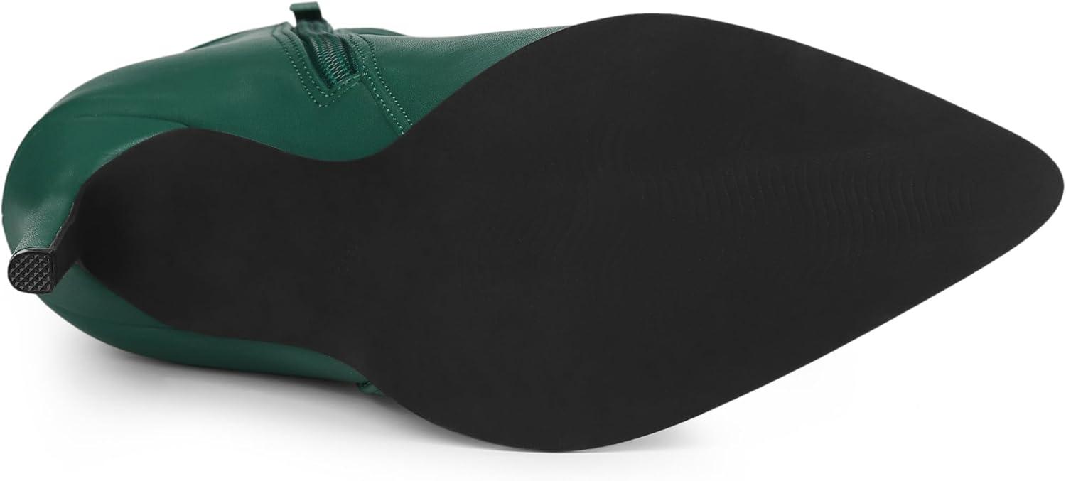 imageAllegra K Womens Slouched Pointed Toe Stiletto Heels Ankle BootDark Green