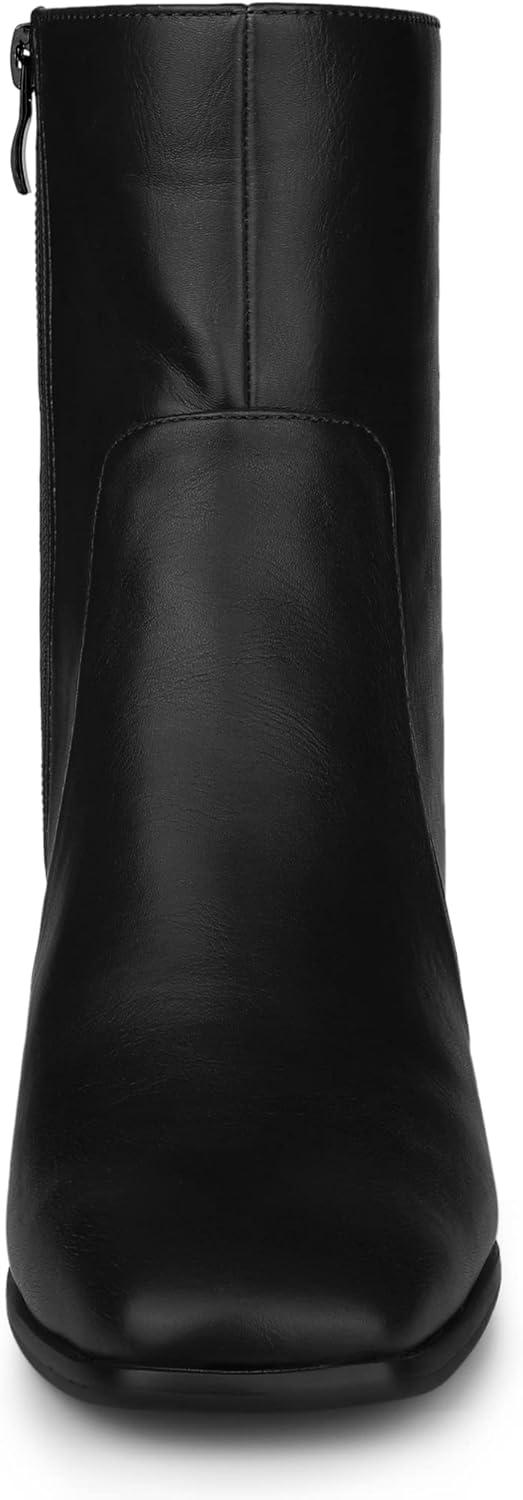 imageAllegra K Womens Square Toe Side Zip Block Heel Ankle BootsBlack