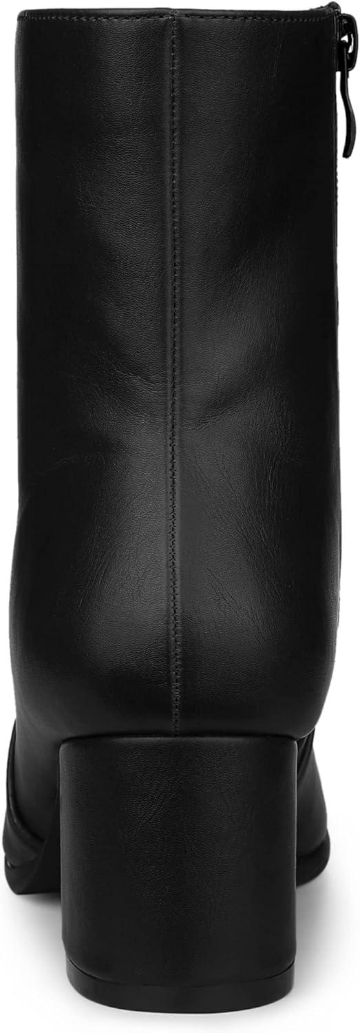 imageAllegra K Womens Square Toe Side Zip Block Heel Ankle BootsBlack