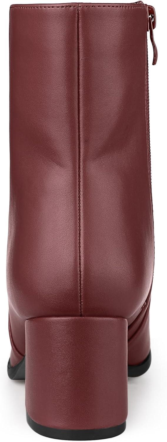 imageAllegra K Womens Square Toe Side Zip Block Heel Ankle BootsBurgundy