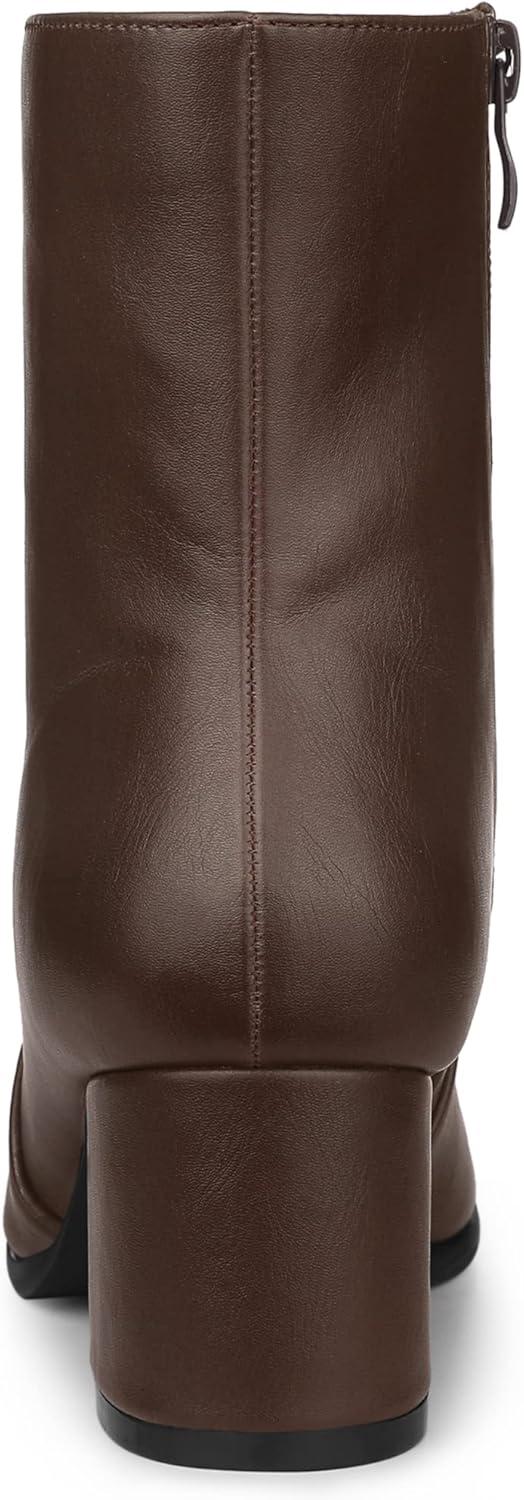 imageAllegra K Womens Square Toe Side Zip Block Heel Ankle BootsCoffee