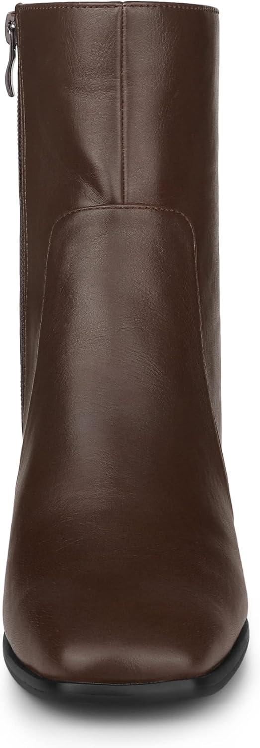 imageAllegra K Womens Square Toe Side Zip Block Heel Ankle BootsCoffee