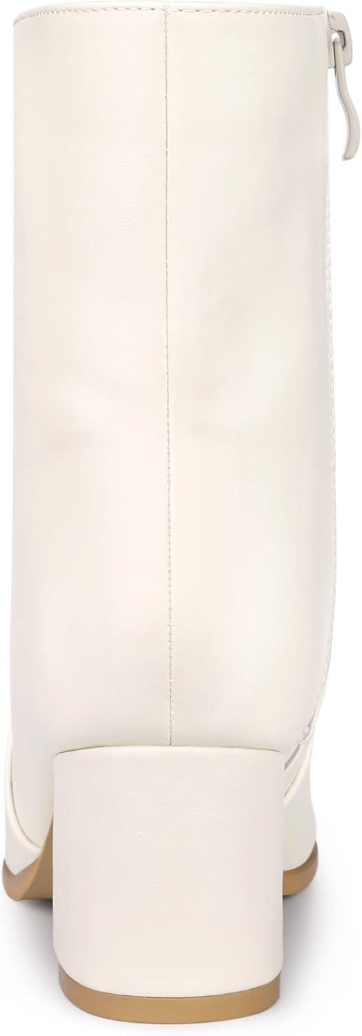 imageAllegra K Womens Square Toe Side Zip Block Heel Ankle BootsCream