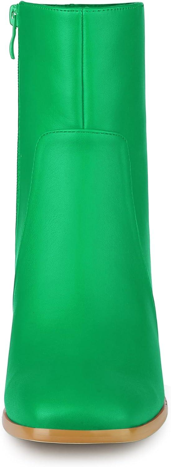 imageAllegra K Womens Square Toe Side Zip Block Heel Ankle BootsGrass Green