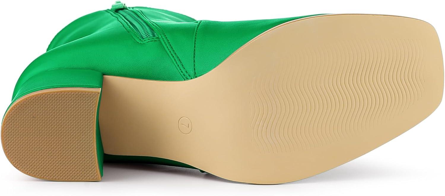 imageAllegra K Womens Square Toe Side Zip Block Heel Ankle BootsGrass Green