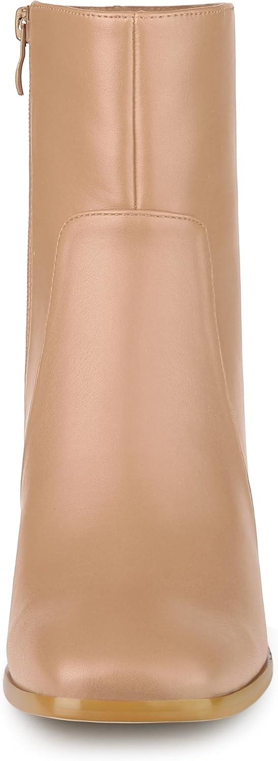 imageAllegra K Womens Square Toe Side Zip Block Heel Ankle BootsNude