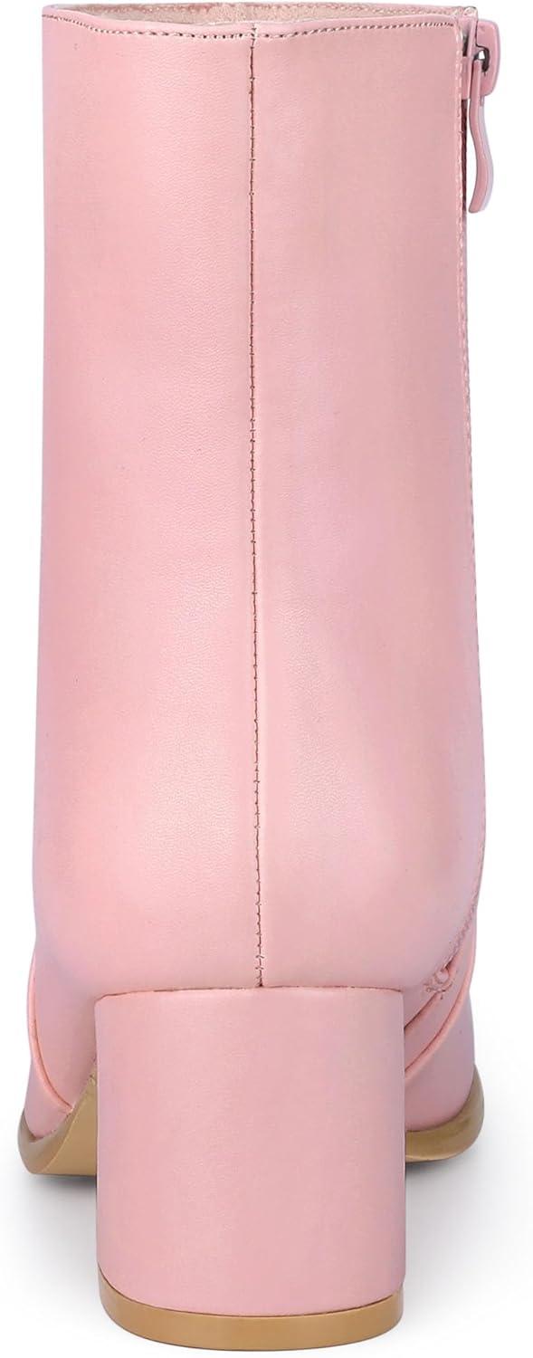 imageAllegra K Womens Square Toe Side Zip Block Heel Ankle BootsPink