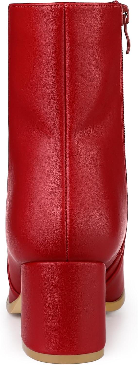 imageAllegra K Womens Square Toe Side Zip Block Heel Ankle BootsRed