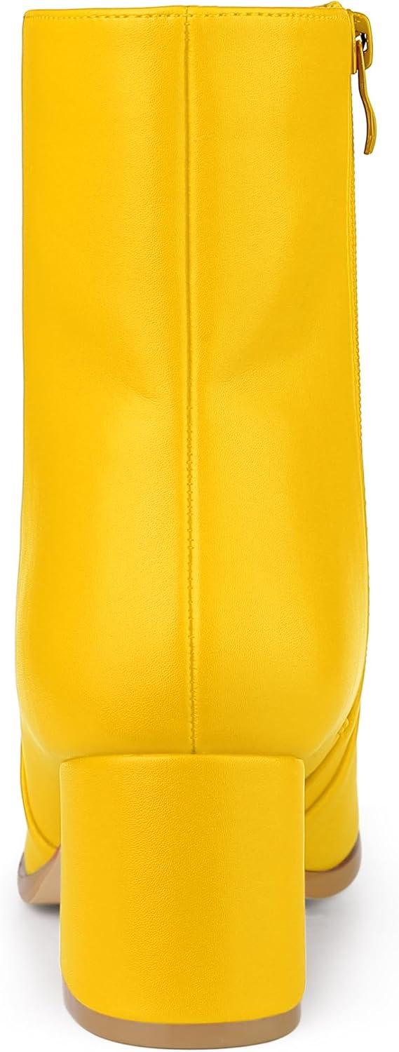 imageAllegra K Womens Square Toe Side Zip Block Heel Ankle BootsYellow