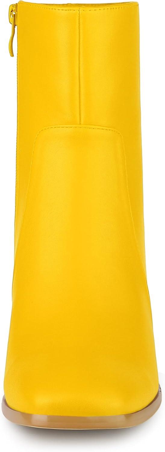 imageAllegra K Womens Square Toe Side Zip Block Heel Ankle BootsYellow