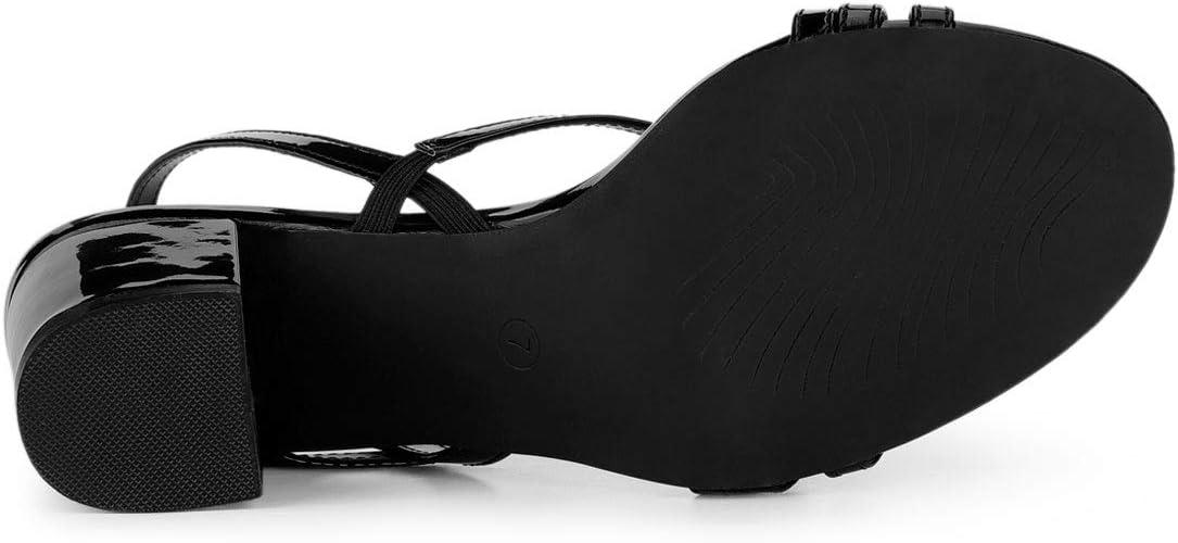 imageAllegra K Womens Strappy Slingback Chunky Heels Slide SandalsBlack