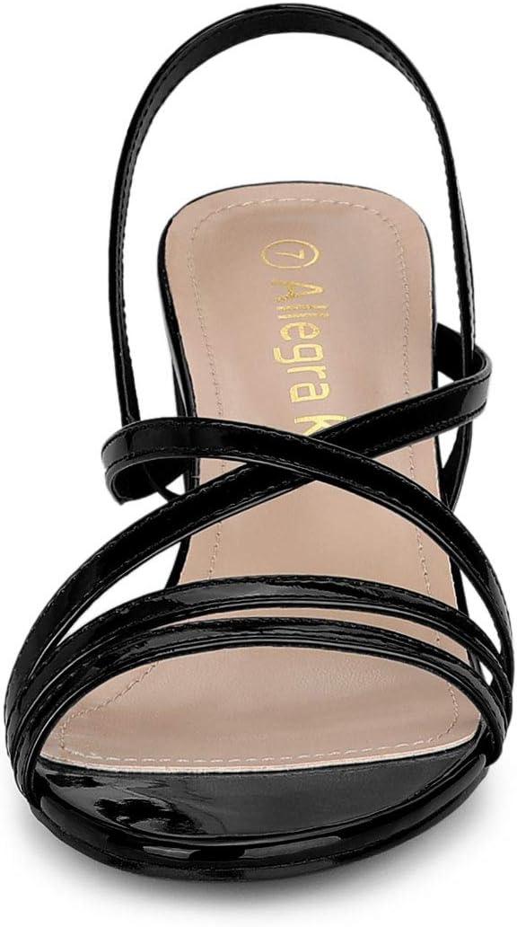 imageAllegra K Womens Strappy Slingback Chunky Heels Slide SandalsBlack