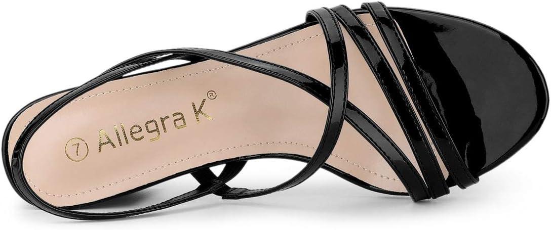 imageAllegra K Womens Strappy Slingback Chunky Heels Slide SandalsBlack