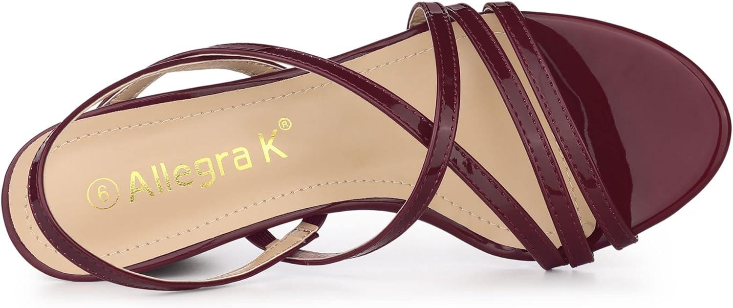 imageAllegra K Womens Strappy Slingback Chunky Heels Slide SandalsBurgundy