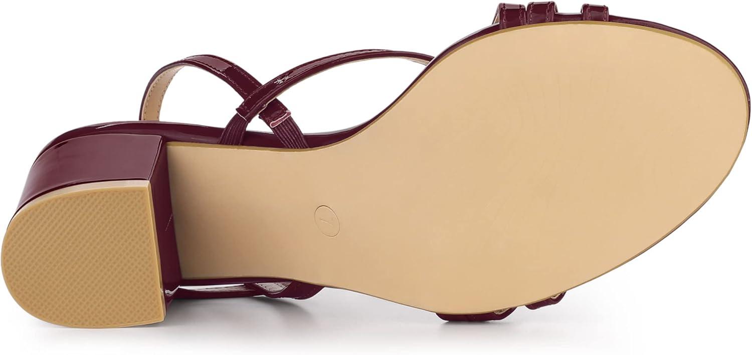imageAllegra K Womens Strappy Slingback Chunky Heels Slide SandalsBurgundy