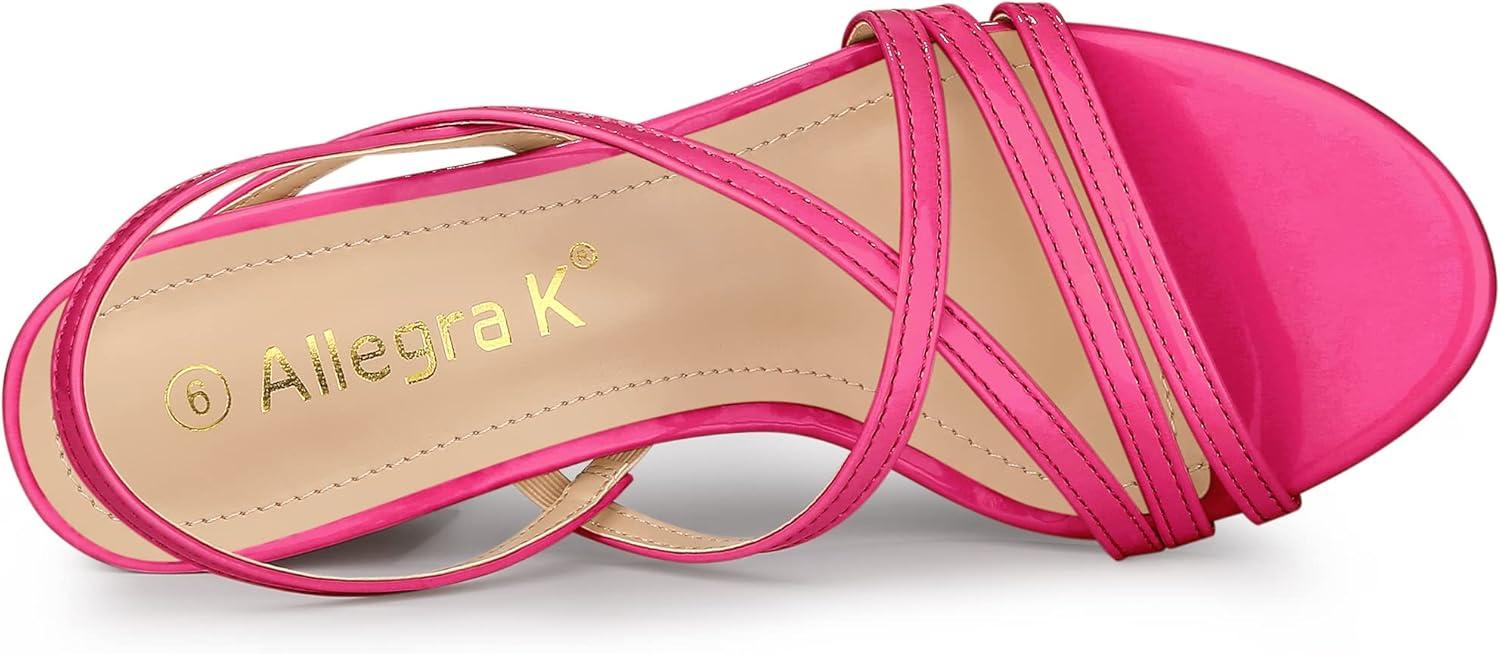 imageAllegra K Womens Strappy Slingback Chunky Heels Slide SandalsHot Pink