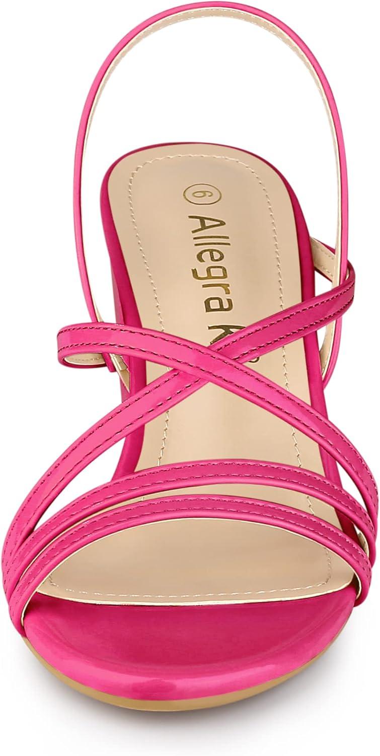 imageAllegra K Womens Strappy Slingback Chunky Heels Slide SandalsHot Pink