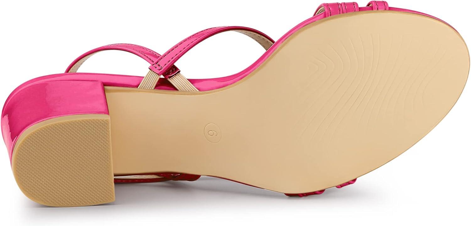 imageAllegra K Womens Strappy Slingback Chunky Heels Slide SandalsHot Pink