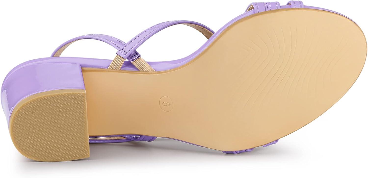 imageAllegra K Womens Strappy Slingback Chunky Heels Slide SandalsPurple
