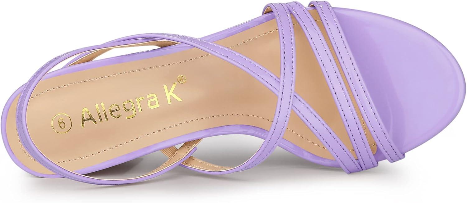 imageAllegra K Womens Strappy Slingback Chunky Heels Slide SandalsPurple