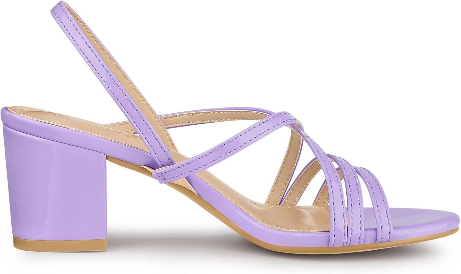 imageAllegra K Womens Strappy Slingback Chunky Heels Slide SandalsPurple