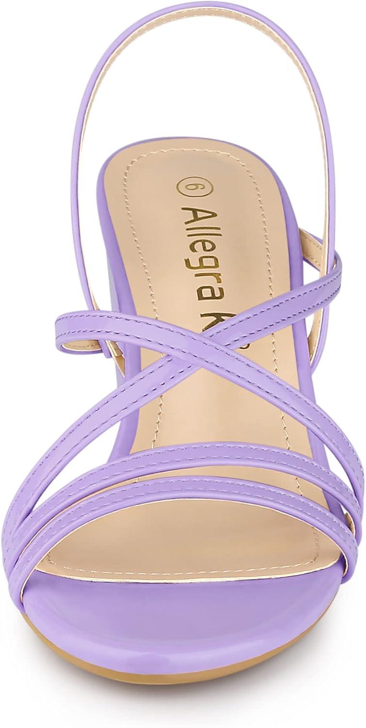 imageAllegra K Womens Strappy Slingback Chunky Heels Slide SandalsPurple