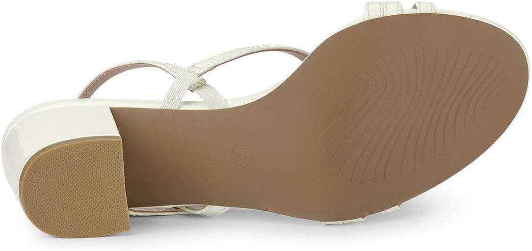 imageAllegra K Womens Strappy Slingback Chunky Heels Slide SandalsWhite